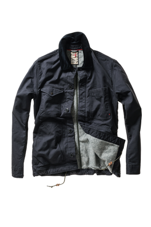 Relwen Pile-Lined Chore Coat in Dark Navy Canvas