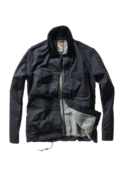 Relwen Pile-Lined Chore Coat in Dark Navy Canvas