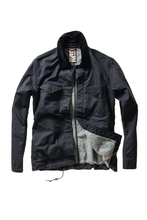 Relwen Pile-Lined Chore Coat in Dark Navy Canvas