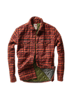 Relwen Quilted Flannel Shirt jacket in Burnt Red Tweedy Check