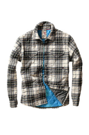 Relwen Quilted Flannel Shirtjacket in Cream/Forest Tartan