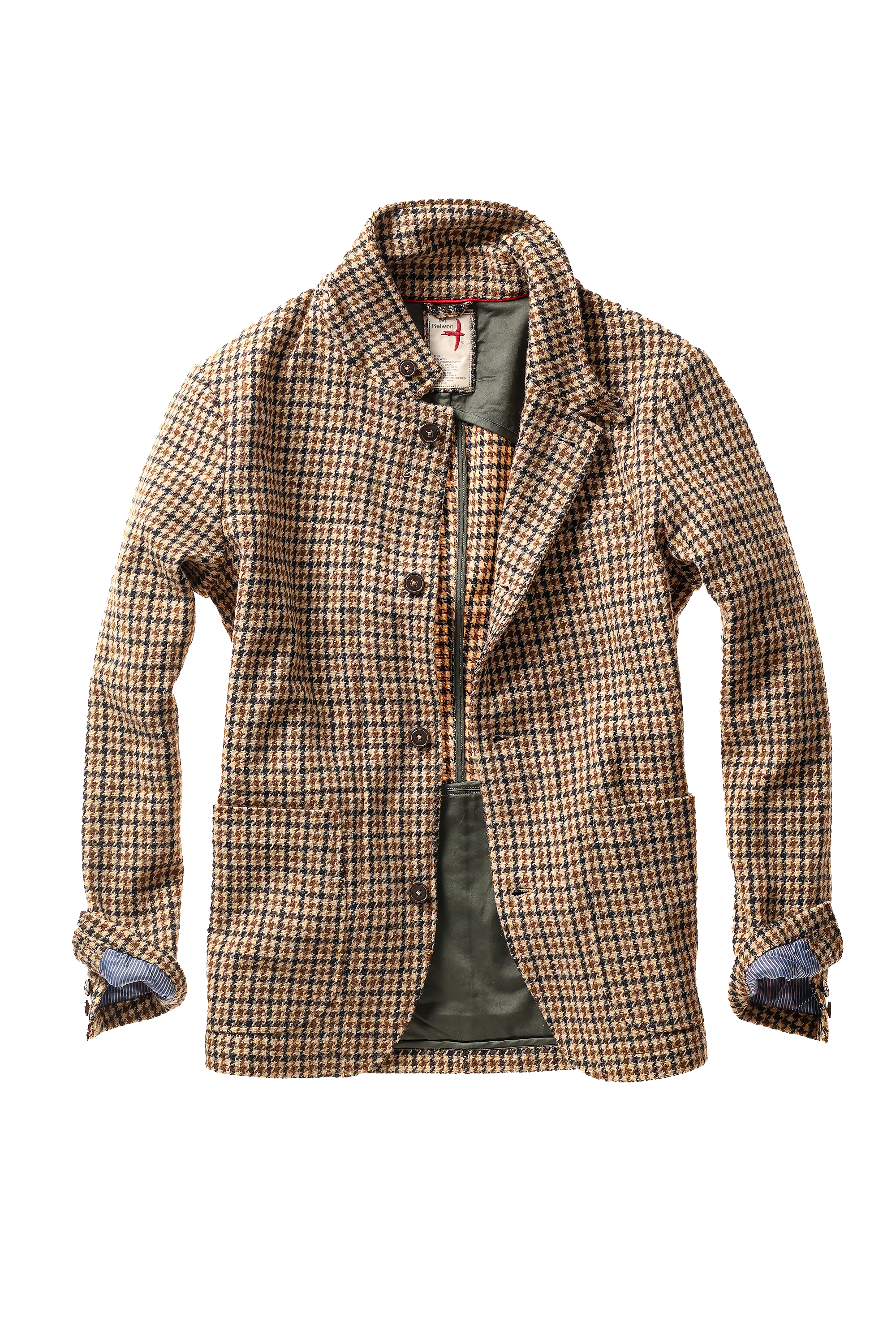 Relwen Heritage Trap Blazer in Camel Guncheck