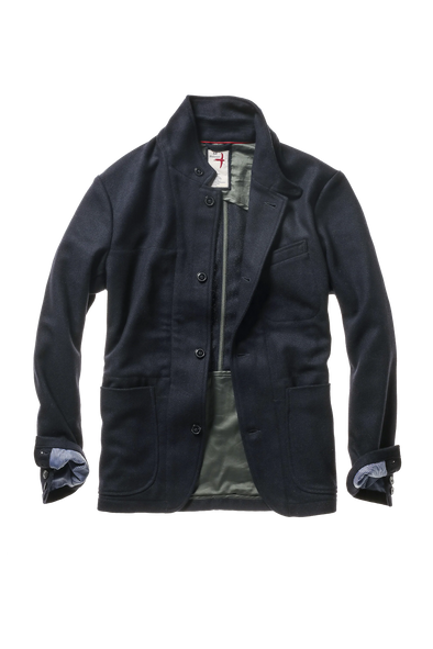 Relwen Heritage Trap Blazer in Dark Navy Whipcord