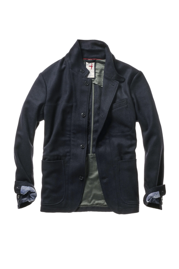 Relwen Heritage Trap Blazer in Dark Navy Whipcord
