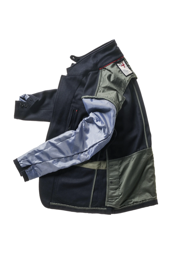 Relwen Heritage Trap Blazer in Dark Navy Whipcord