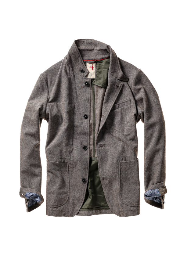 Relwen Heritage Trap Blazer in Light Charcoal Nep