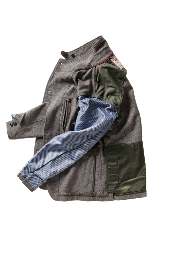 Relwen Heritage Trap Blazer in Light Charcoal Nep