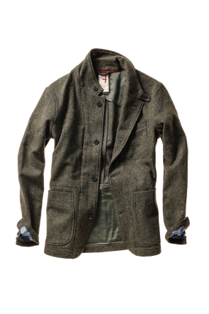 Relwen Heritage Trap Blazer in Olive/Black Herringbone