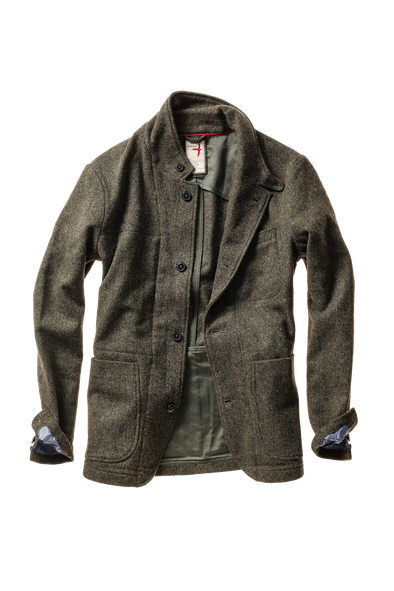 Relwen Heritage Trap Blazer in Olive/Black Herringbone