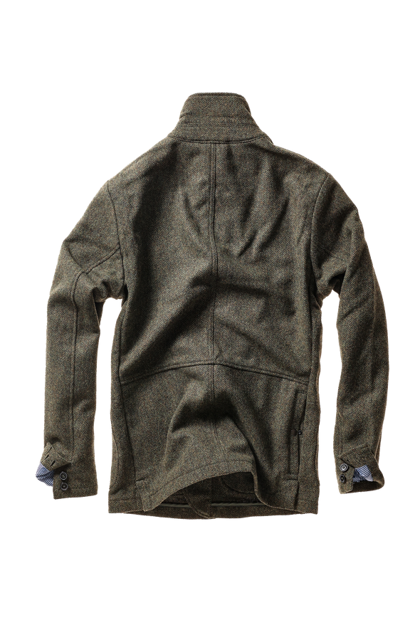 Relwen Heritage Trap Blazer in Olive/Black Herringbone