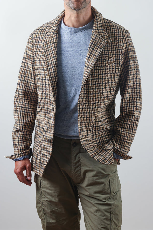 Relwen Heritage Trap Blazer in Camel Guncheck