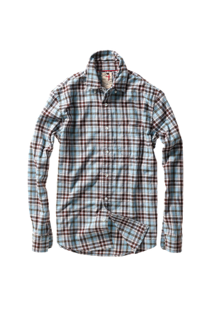 Relwen Flyweight Flannel in Light Blue/Brown Plaid