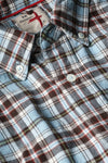 Relwen Flyweight Flannel in Light Blue/Brown Plaid