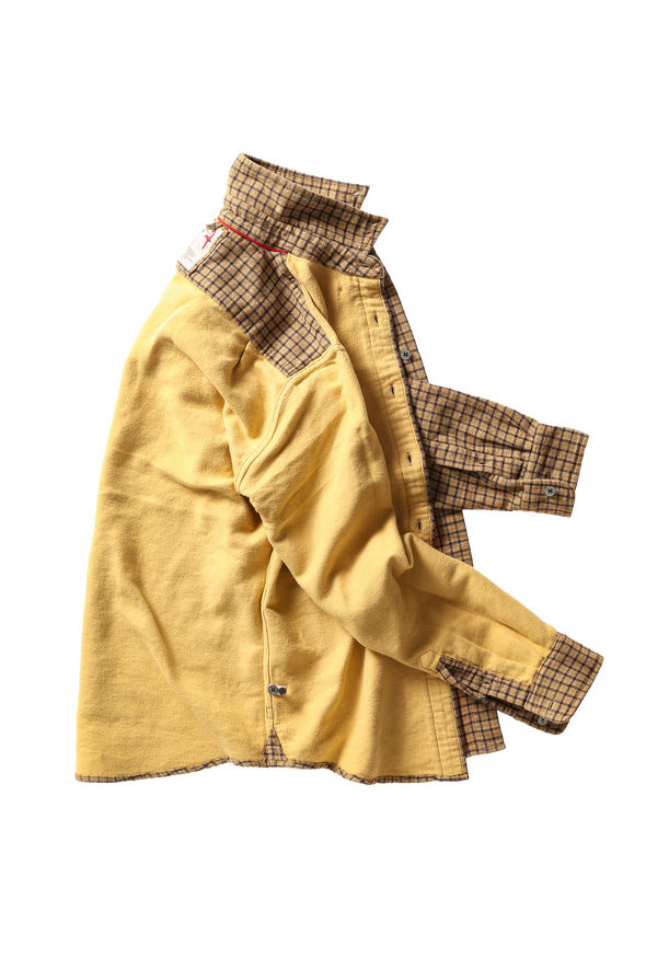 Relwen LS Plaid Chamois-Lined Flannel in Gold Tweed Guncheck