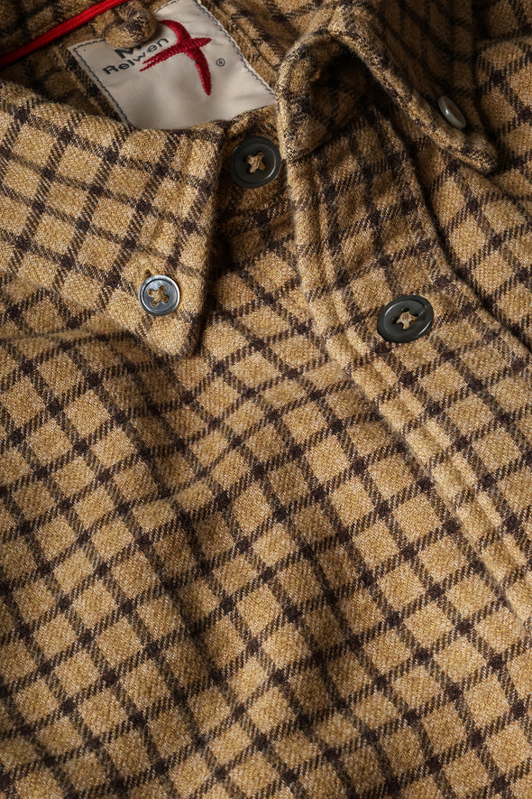 Relwen LS Plaid Chamois-Lined Flannel in Gold Tweed Guncheck