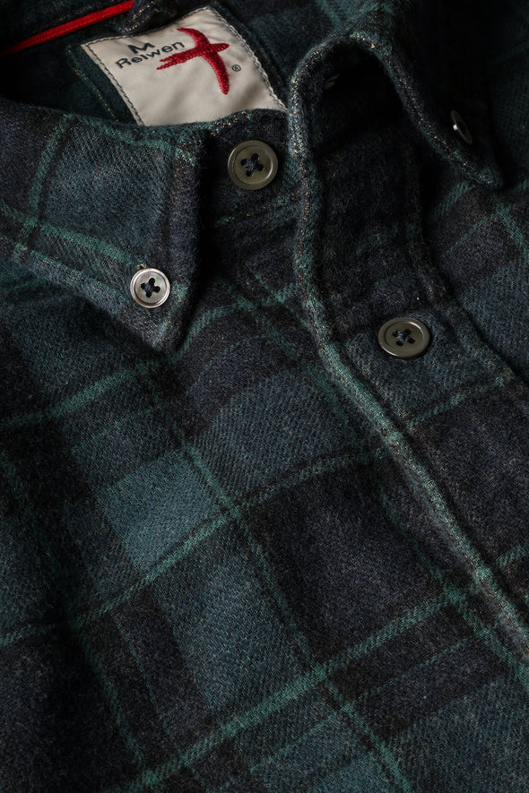 Relwen LS Plaid Chamois-Lined Flannel in Green Navy Black