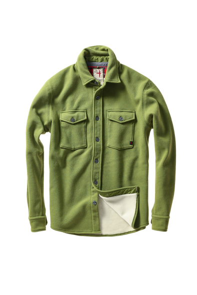 Relwen Pique Fleece Workshirt in Bright Olive