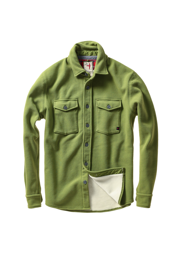 Relwen Pique Fleece Workshirt in Bright Olive