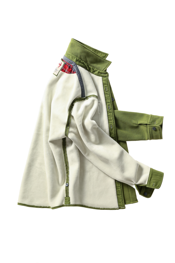 Relwen Pique Fleece Workshirt in Bright Olive