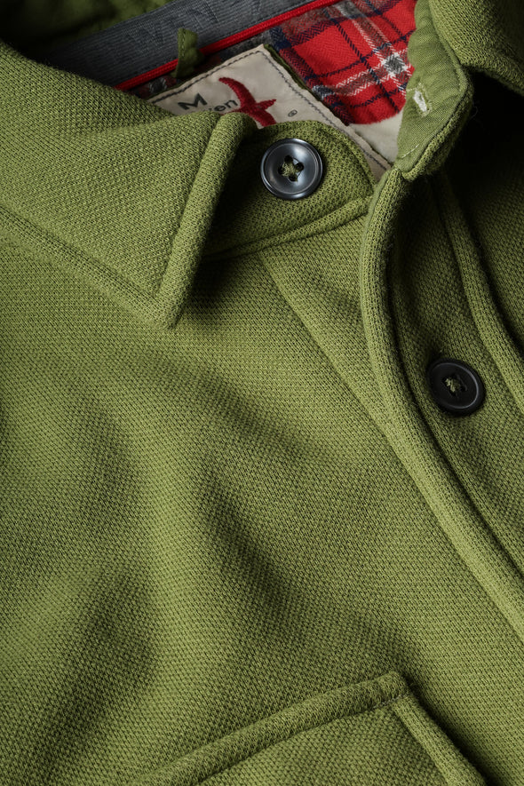 Relwen Pique Fleece Workshirt in Bright Olive