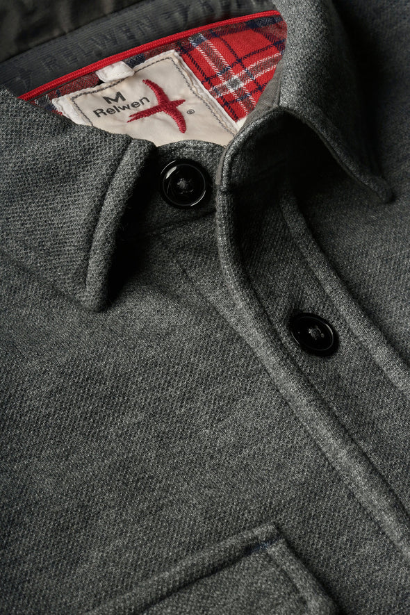 Relwen Pique Fleece Workshirt in Dark Grey Heather