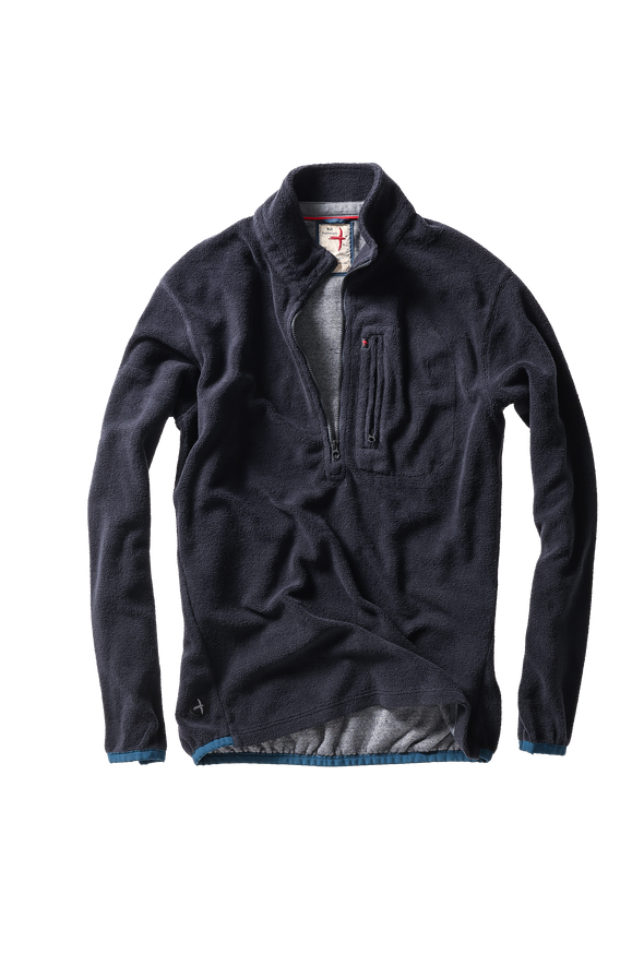 Relwen Sheared Fleece Half-Zip in Dark Navy