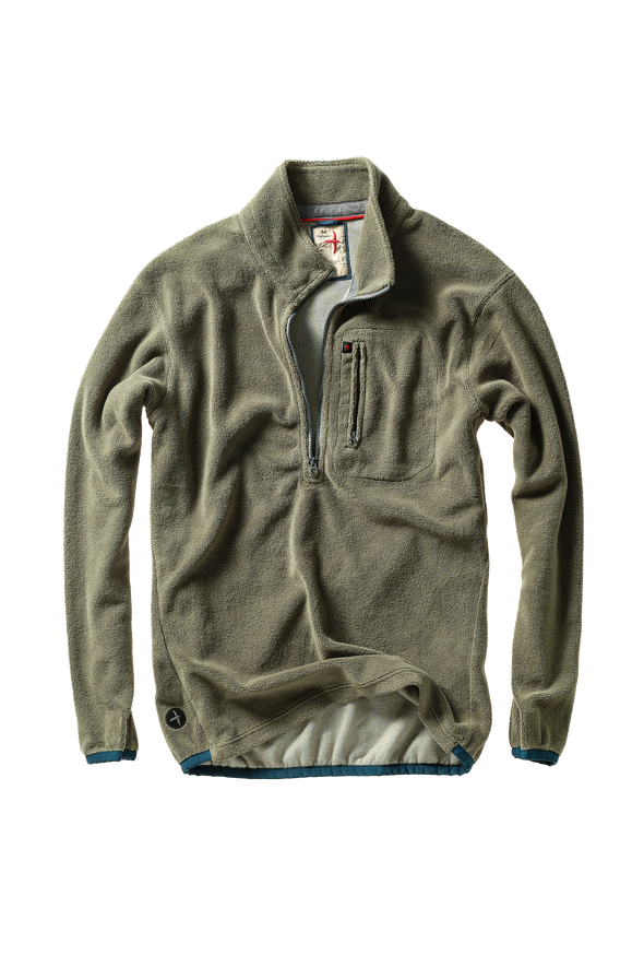 Relwen Sheared Fleece Half-Zip in Olive Fade