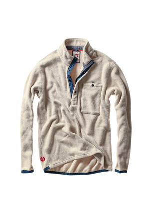 Relwen Terry Snap-Zip Mock in Biscuit