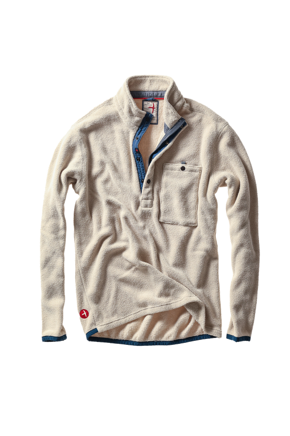 Relwen Terry Snap-Zip Mock in Biscuit