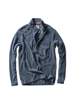 Relwen Terry Snap-Zip Mock in Cadet Navy