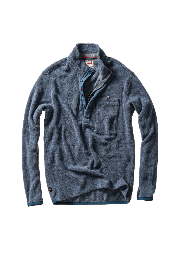 Relwen Terry Snap-Zip Mock in Cadet Navy