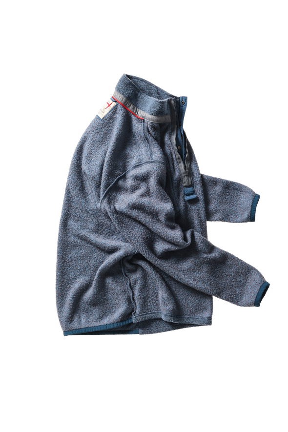 Relwen Terry Snap-Zip Mock in Cadet Navy