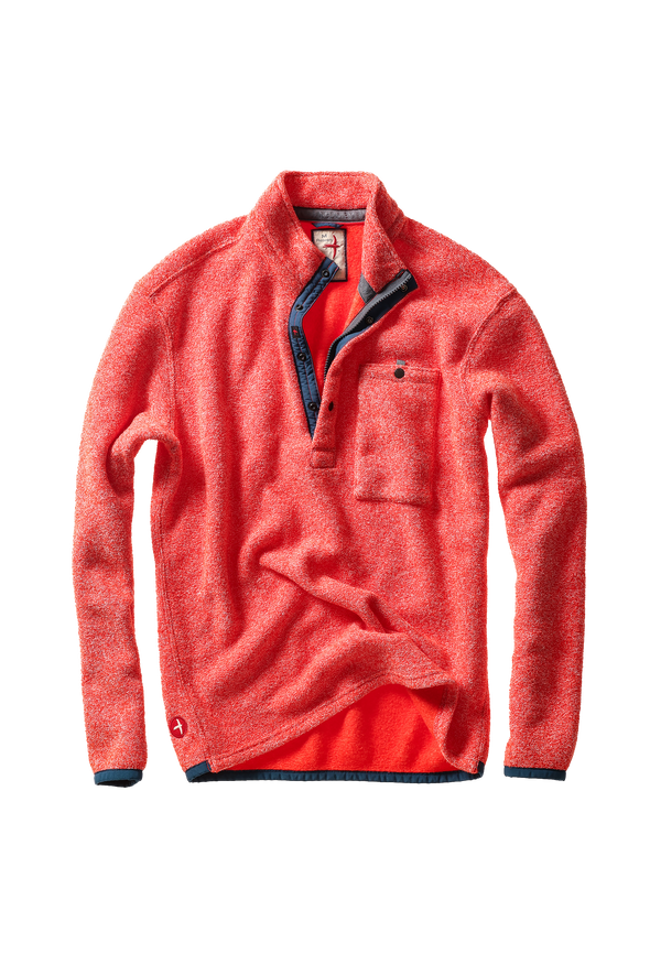 Relwen Terry Snap-Zip Mock in Peprika