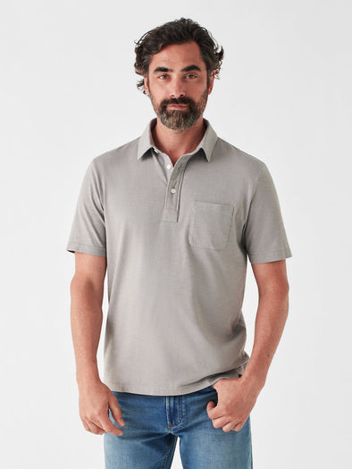 Faherty Sunwashed Polo in Wind Grey