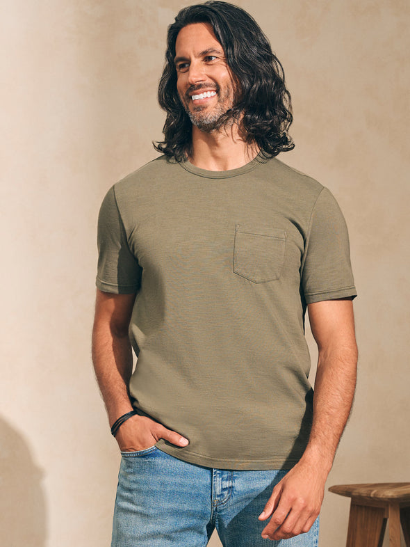 Faherty Sunwashed Pocket Tee in Olive