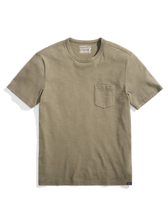 Faherty Sunwashed Pocket Tee in Olive