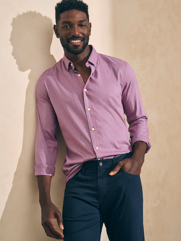 Faherty Movement Shirt in Blue Rose Gingham