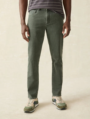 Faherty Stretch Terry 5 Pocket Pant in Fall Olive