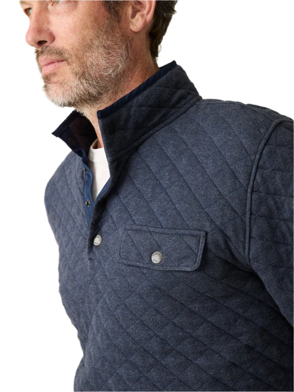 Faherty Epic Quilted Fleece Pullover in Navy Melange