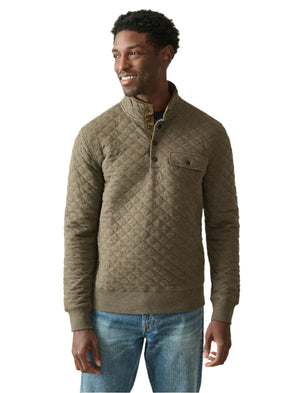 Faherty Epic Quilted Fleece Pullover in Olive Melange