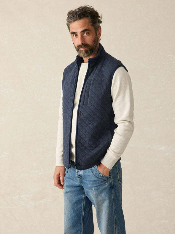 Faherty Epic Quilted Vest in Navy Melange