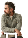 Faherty Sunwashed Shirt Jacket in Aspen Olive