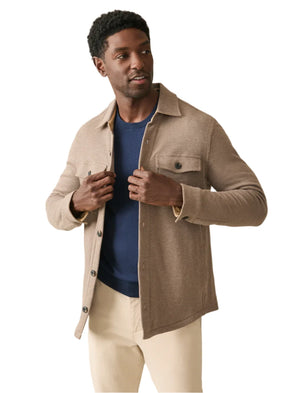 Faherty Inlet Knit CPO Shirt Jacket in Walnut Melange