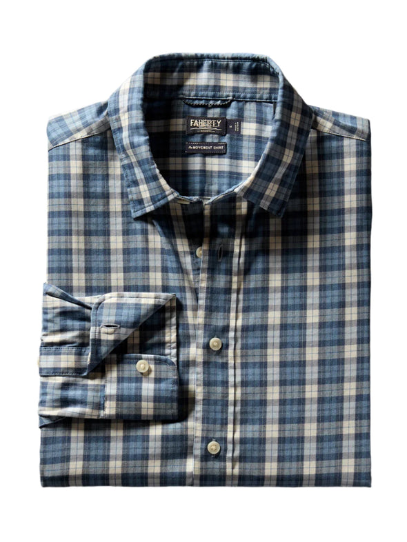 Faherty Movement Shirt in Seaside Blue Plaid