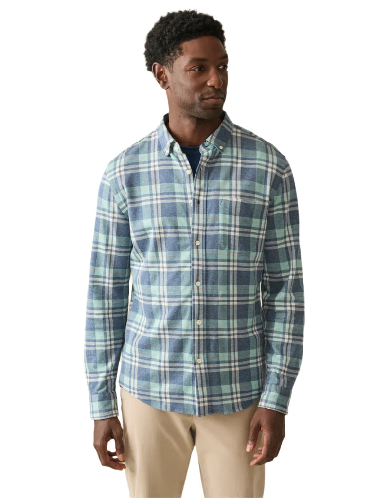 (取寄) ファリティ メンズ コーストライン ニット シャツ Faherty men Coastline Knit Shirt Ocean Sky Plaid FA24-faherty-MXF2400-OOD-