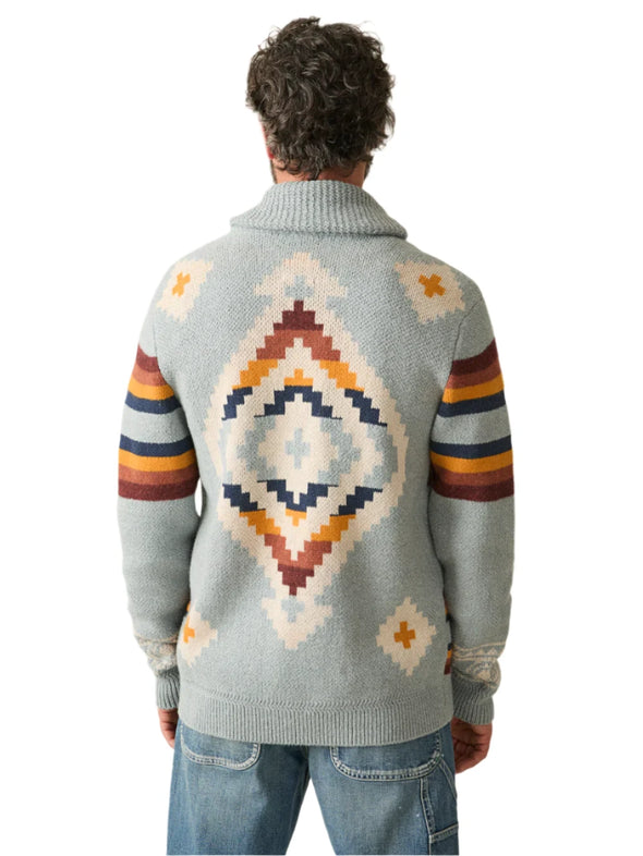 Faherty SPJ Cardigan Sweater in Mountain River Ombre