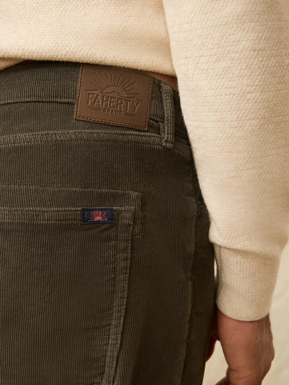 Faherty Stretch Terry Corduroy 5 Pocket Pant in Mountain Forest