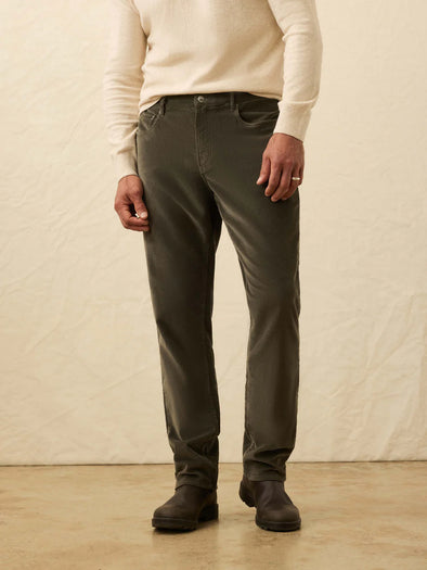 Faherty Stretch Terry Corduroy 5 Pocket Pant in Mountain Forest