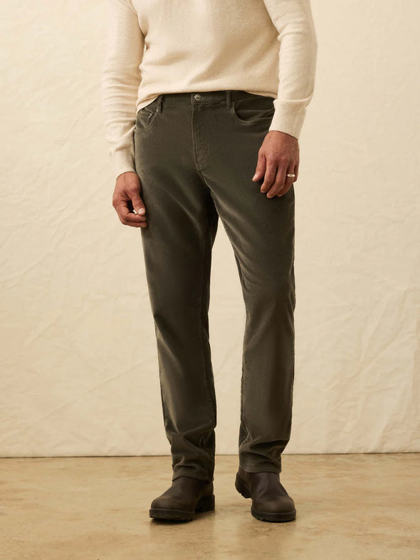 Faherty Stretch Terry Corduroy 5 Pocket Pant in Mountain Forest