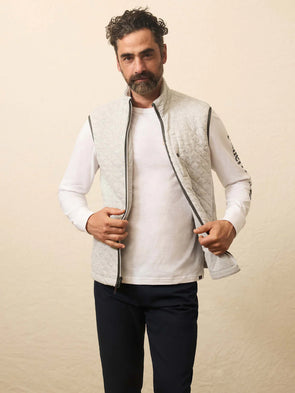 Faherty Epic Quilted Vest in Ivory Peak Heather